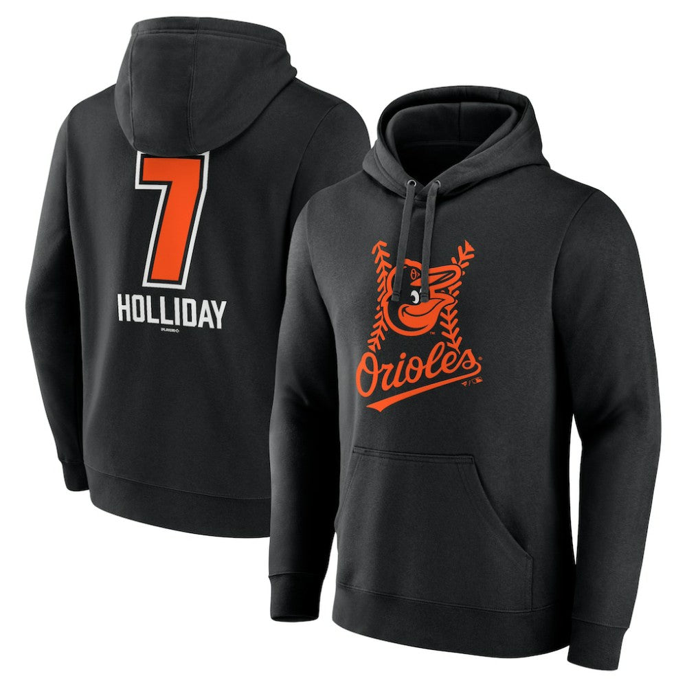 Jackson Holliday Baltimore Orioles Fastball Player Name & Number Pullover Hoodie Black