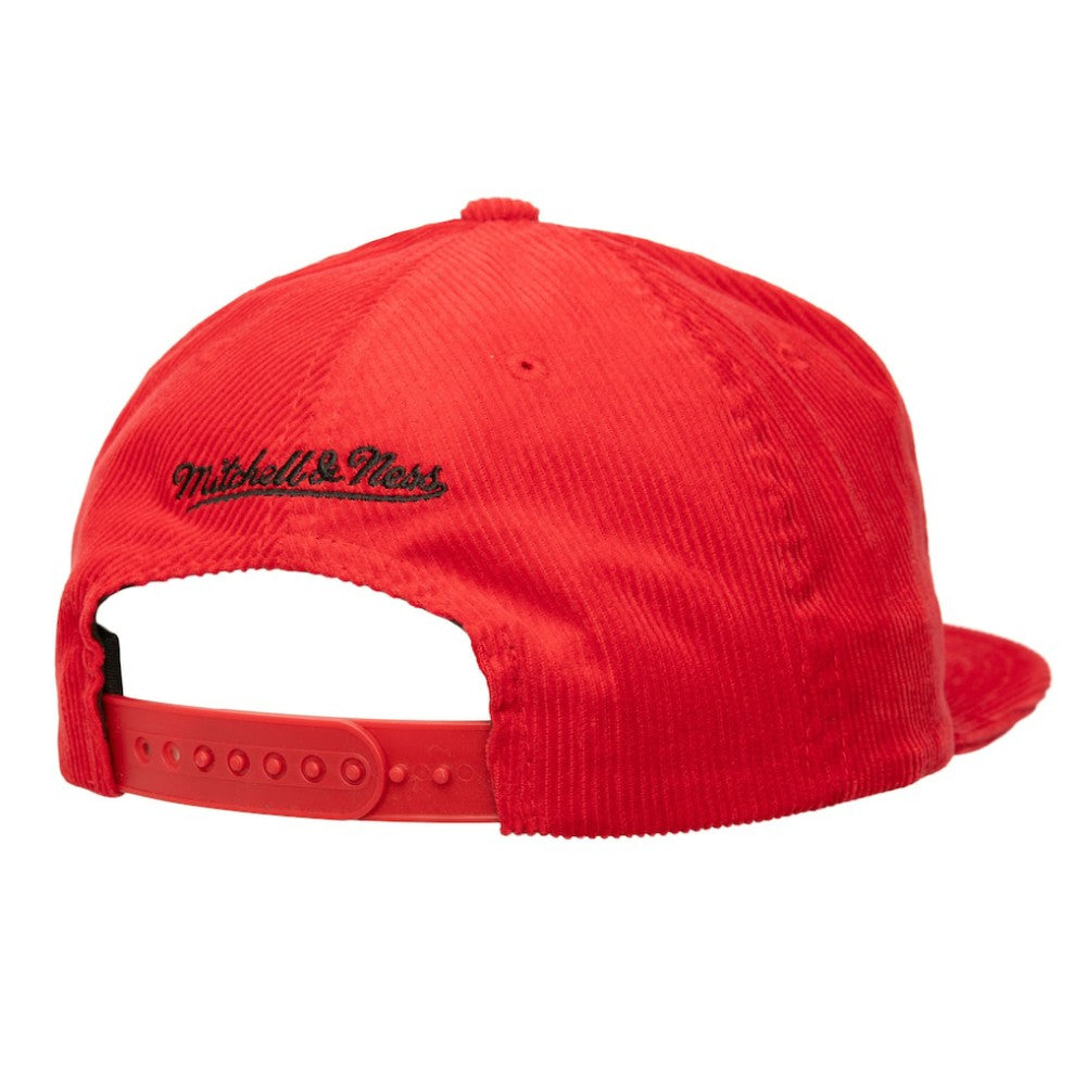 Atlanta Braves Male Adult Corduroy Snapback Hat Red | Mitchell & Ness