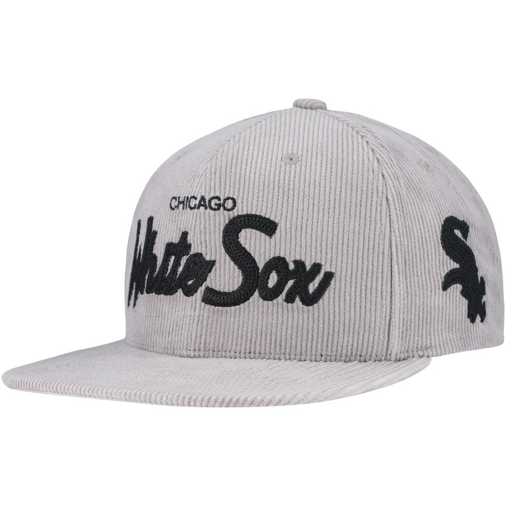 Chicago White Sox Male Adult Corduroy Snapback Hat Gray | Mitchell & Ness