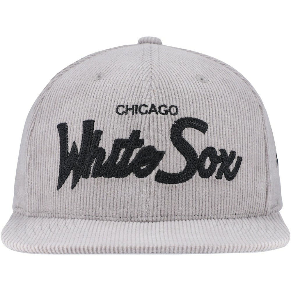Chicago White Sox Male Adult Corduroy Snapback Hat Gray | Mitchell & Ness