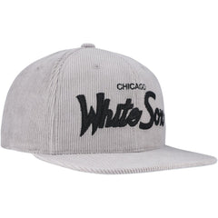 Chicago White Sox Male Adult Corduroy Snapback Hat Gray | Mitchell & Ness