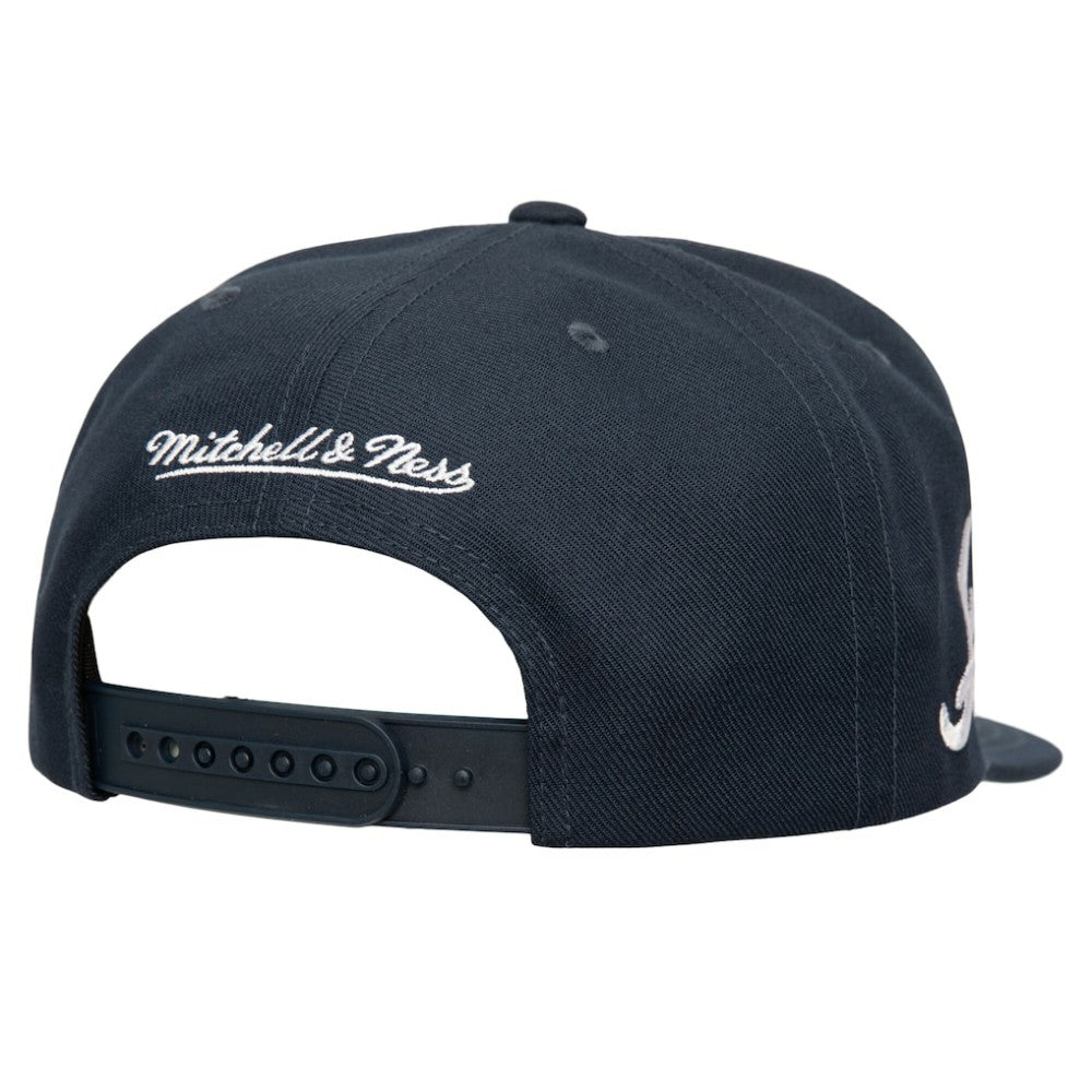 Atlanta Braves Double Up Snapback Hat Navy | Mitchell & Ness