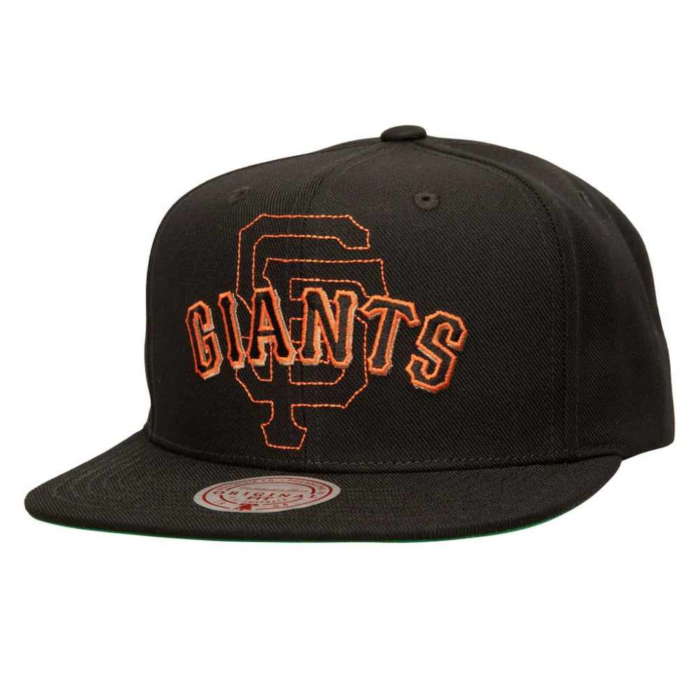San Francisco Giants Double Up Snapback Hat Black | Mitchell & Ness