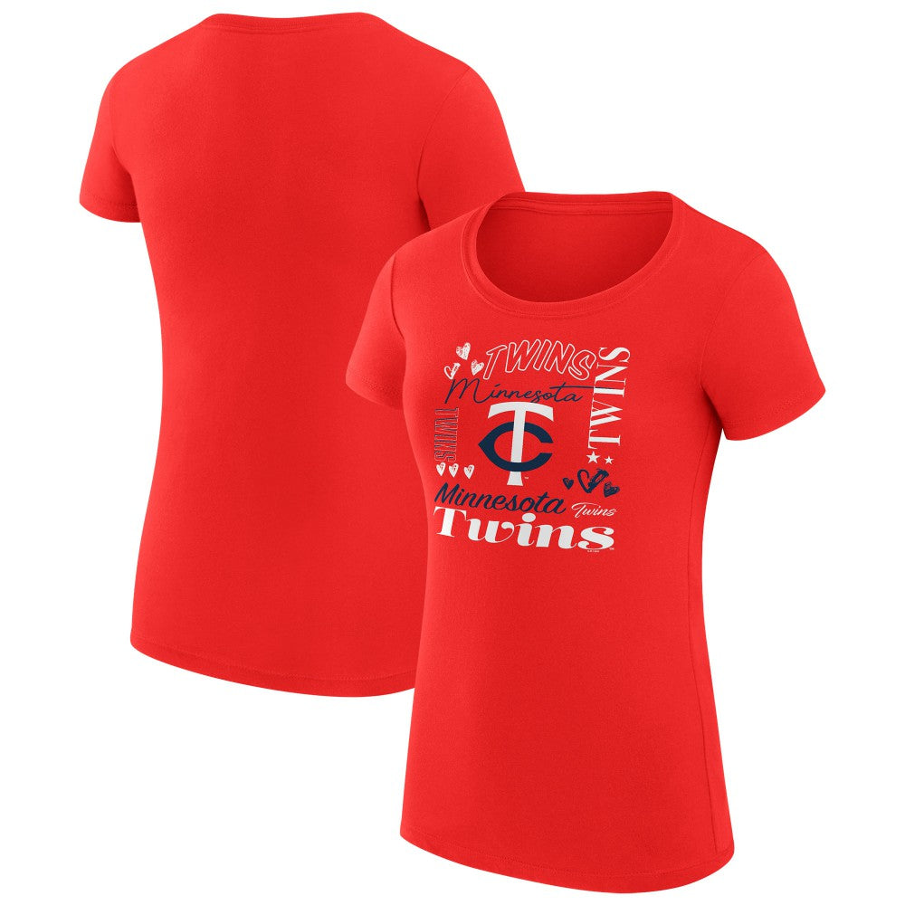 Minnesota Twins G-III 4Her by Carl Banks Women's Super-Slim Fit Lightweight Collage Team Graphic Crew Neck T-Shirt Red