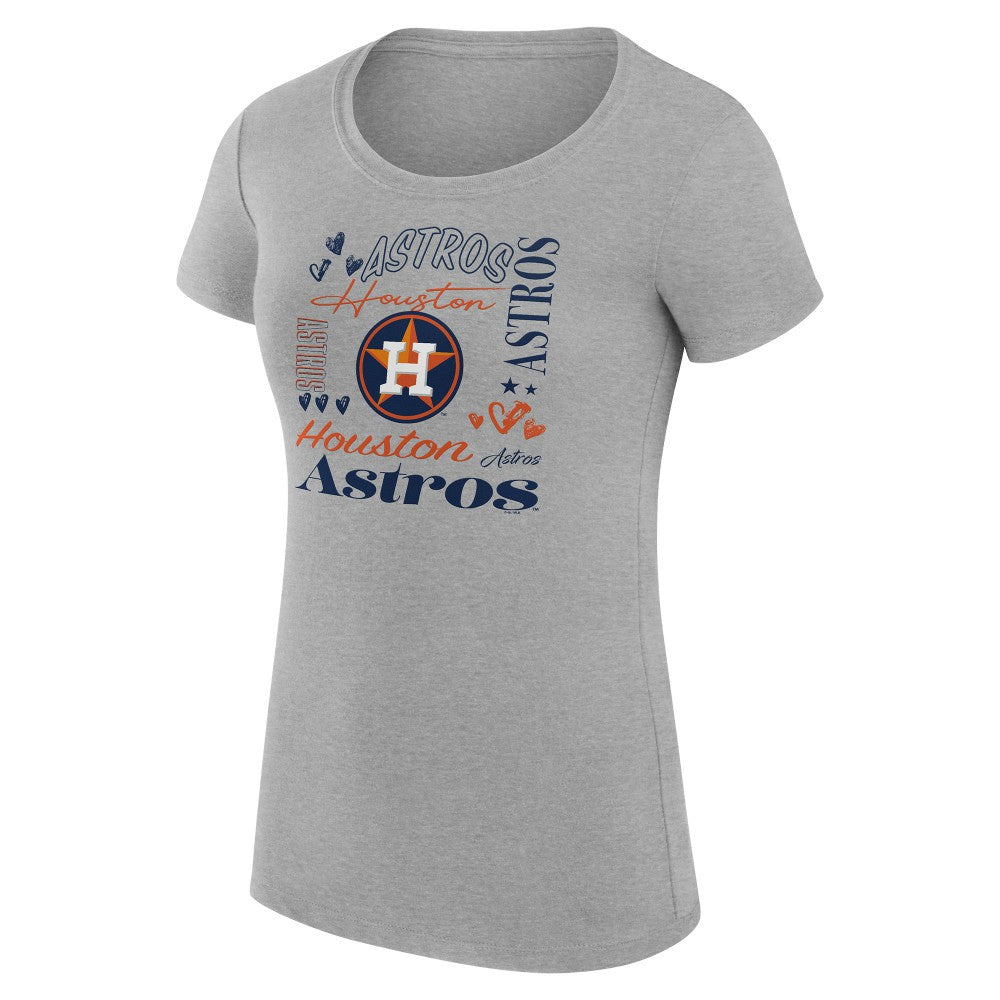 Houston Astros G-III 4Her by Carl Banks Women's Super-Slim Fit Lightweight Collage Team Graphic Crew Neck T-Shirt Heather Gray