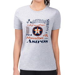 Houston Astros G-III 4Her by Carl Banks Women's Super-Slim Fit Lightweight Collage Team Graphic Crew Neck T-Shirt Heather Gray