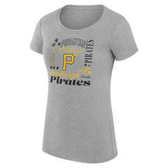Pittsburgh Pirates G-III 4Her by Carl Banks Women's Super-Slim Fit Lightweight Collage Team Graphic Crew Neck T-Shirt Heather Gray