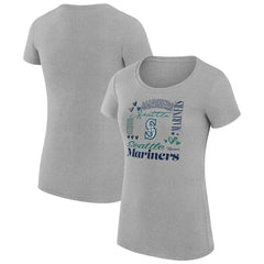 Seattle Mariners G-III 4Her by Carl Banks Women's Super-Slim Fit Lightweight Collage Team Graphic Crew Neck T-Shirt Heather Gray