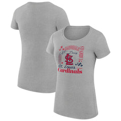 St. Louis Cardinals G-III 4Her by Carl Banks Women's Super-Slim Fit Lightweight Collage Team Graphic Crew Neck T-Shirt Heather Gray