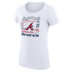 Atlanta Braves G-III 4Her by Carl Banks Women's Super-Slim Fit Lightweight Collage Team Graphic Crew Neck T-Shirt White