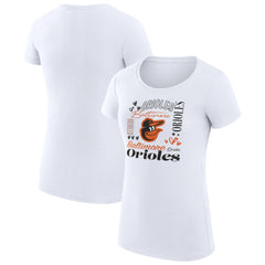 Baltimore Orioles G-III 4Her by Carl Banks Women's Super-Slim Fit Lightweight Collage Team Graphic Crew Neck T-Shirt White