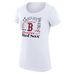 Boston Red Sox G-III 4Her by Carl Banks Women's Super-Slim Fit Lightweight Collage Team Graphic Crew Neck T-Shirt White