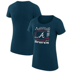 Atlanta Braves G-III 4Her by Carl Banks Women's Super-Slim Fit Lightweight Collage Team Graphic Crew Neck T-Shirt Navy