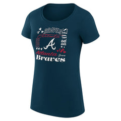 Atlanta Braves G-III 4Her by Carl Banks Women's Super-Slim Fit Lightweight Collage Team Graphic Crew Neck T-Shirt Navy