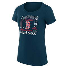 Boston Red Sox G-III 4Her by Carl Banks Women's Super-Slim Fit Lightweight Collage Team Graphic Crew Neck T-Shirt Navy