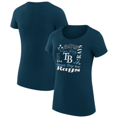 Tampa Bay Rays G-III 4Her by Carl Banks Women's Super-Slim Fit Lightweight Collage Team Graphic Crew Neck T-Shirt Navy