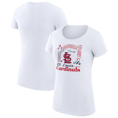 St. Louis Cardinals G-III 4Her by Carl Banks Women's Super-Slim Fit Lightweight Collage Team Graphic Crew Neck T-Shirt White
