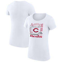 Cincinnati Reds G-III 4Her by Carl Banks Women's Super-Slim Fit Lightweight Collage Team Graphic Crew Neck T-Shirt White