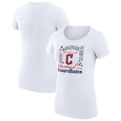Cleveland Guardians G-III 4Her by Carl Banks Women's Super-Slim Fit Lightweight Collage Team Graphic Crew Neck T-Shirt White