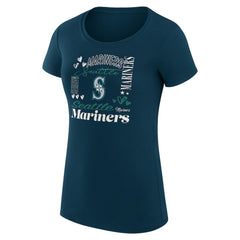 Seattle Mariners G-III 4Her by Carl Banks Women's Super-Slim Fit Lightweight Collage Team Graphic Crew Neck T-Shirt Navy