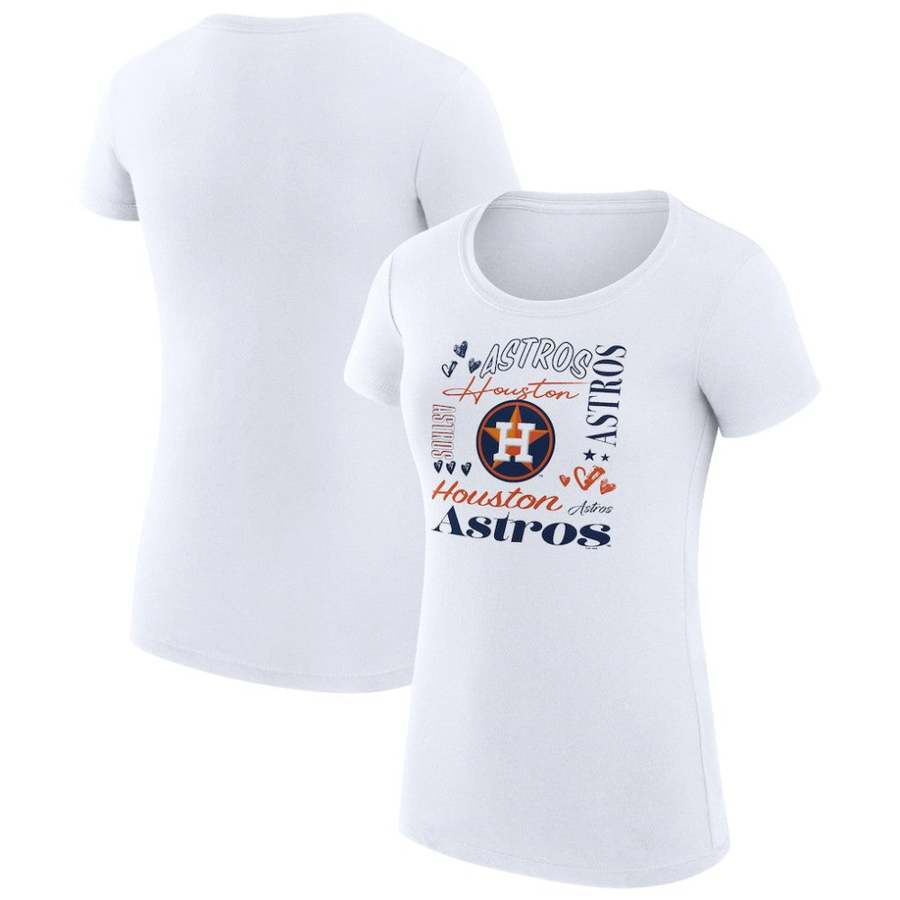 Houston Astros G-III 4Her by Carl Banks Women's Super-Slim Fit Lightweight Collage Team Graphic Crew Neck T-Shirt White
