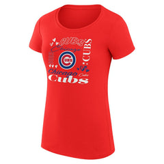 Chicago Cubs G-III 4Her by Carl Banks Women's Super-Slim Fit Lightweight Collage Team Graphic Crew Neck T-Shirt Red