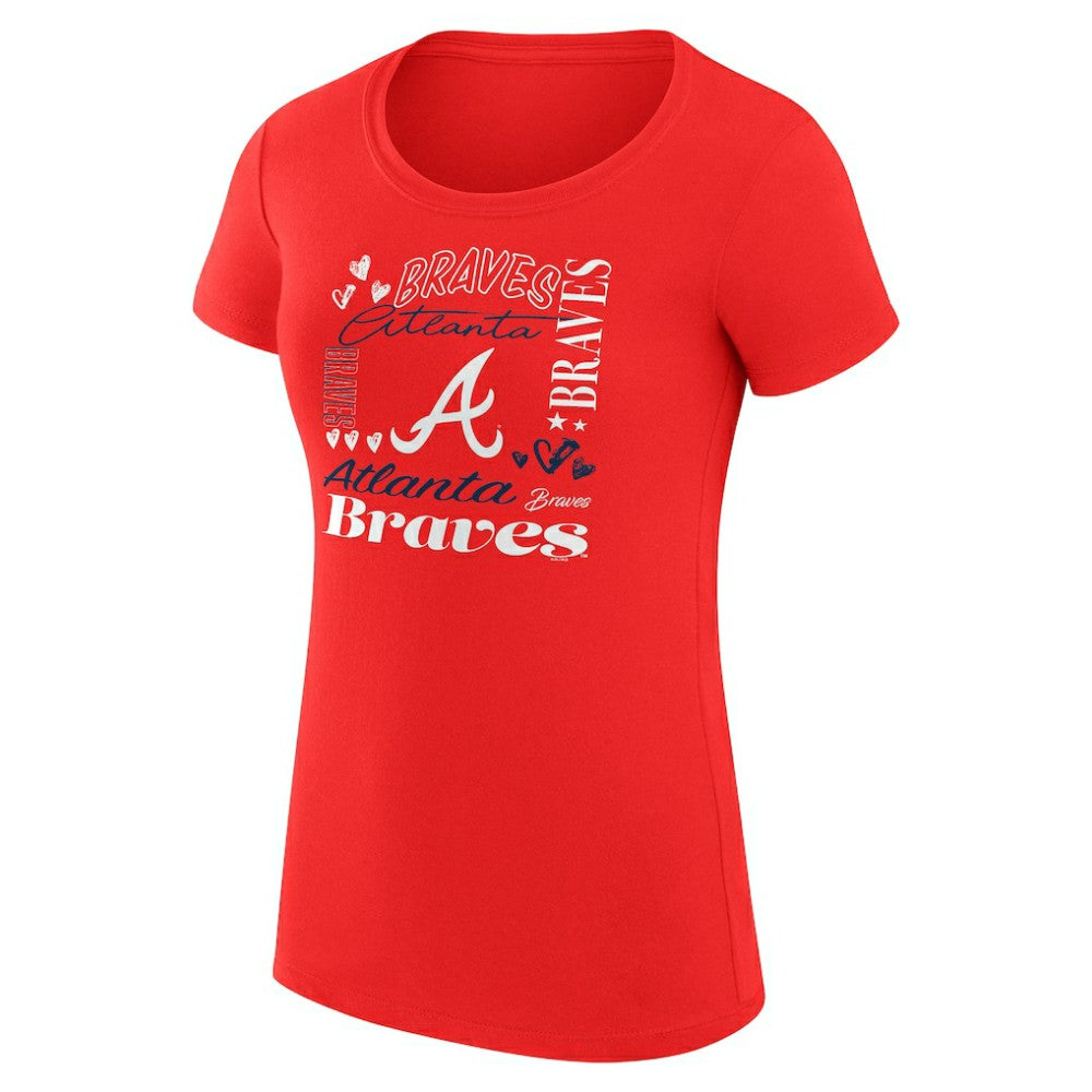 Atlanta Braves G-III 4Her by Carl Banks Women's Super-Slim Fit Lightweight Collage Team Graphic Crew Neck T-Shirt Red