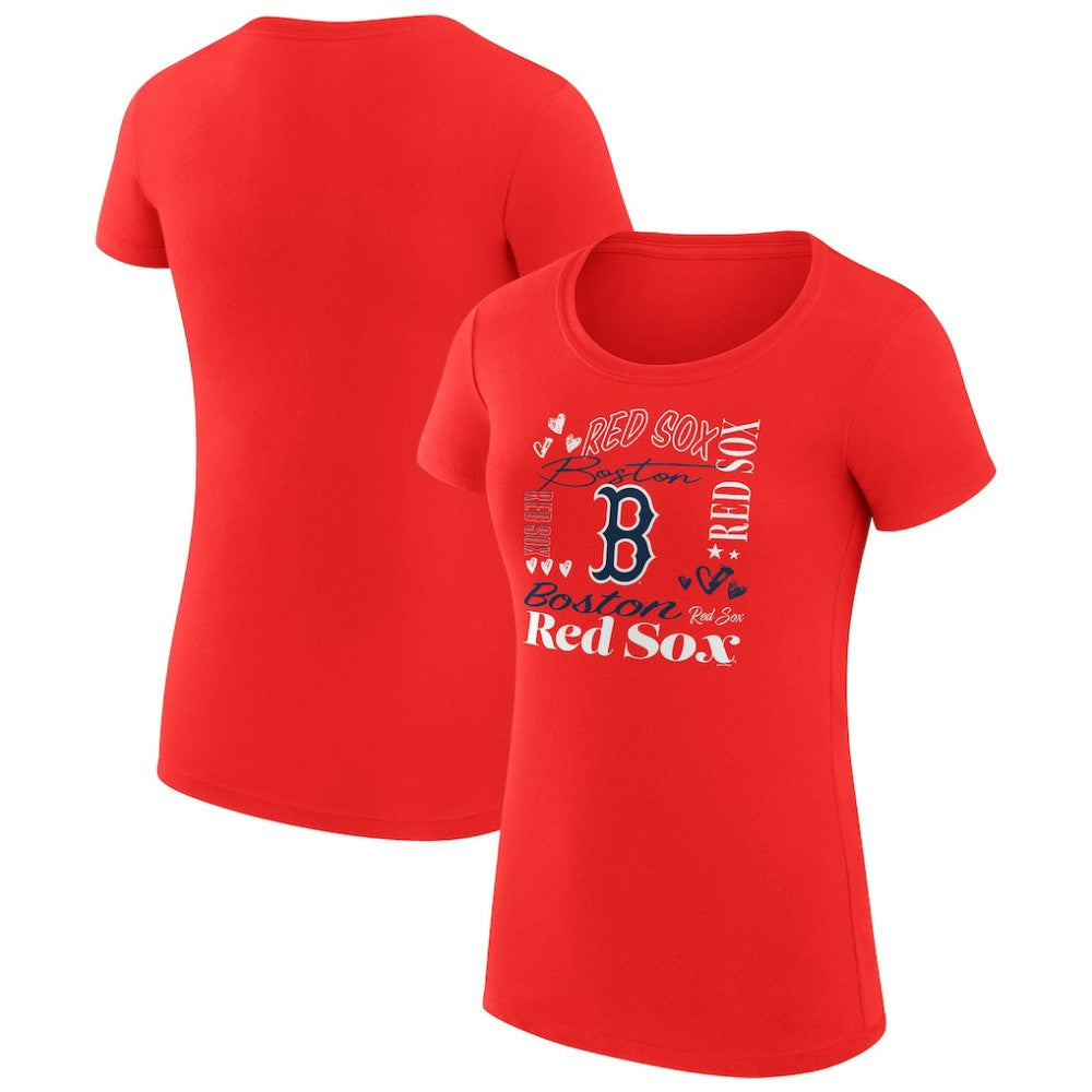 Boston Red Sox G-III 4Her by Carl Banks Women's Super-Slim Fit Lightweight Collage Team Graphic Crew Neck T-Shirt Red
