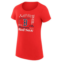 Boston Red Sox G-III 4Her by Carl Banks Women's Super-Slim Fit Lightweight Collage Team Graphic Crew Neck T-Shirt Red