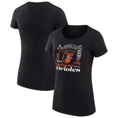 Baltimore Orioles G-III 4Her by Carl Banks Women's Super-Slim Fit Lightweight Collage Team Graphic Crew Neck T-Shirt Black