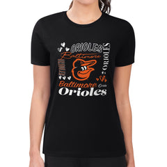 Baltimore Orioles G-III 4Her by Carl Banks Women's Super-Slim Fit Lightweight Collage Team Graphic Crew Neck T-Shirt Black