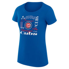 Chicago Cubs G-III 4Her by Carl Banks Women's Super-Slim Fit Lightweight Collage Team Graphic Crew Neck T-Shirt Royal