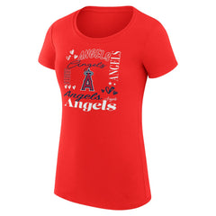 Los Angeles Angels G-III 4Her by Carl Banks Women's Super-Slim Fit Lightweight Collage Team Graphic Crew Neck T-Shirt Red