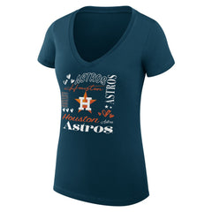 Houston Astros G-III 4Her by Carl Banks Women's Super-Slim Fit Lightweight Collage Team Graphic V-Neck T-Shirt Navy