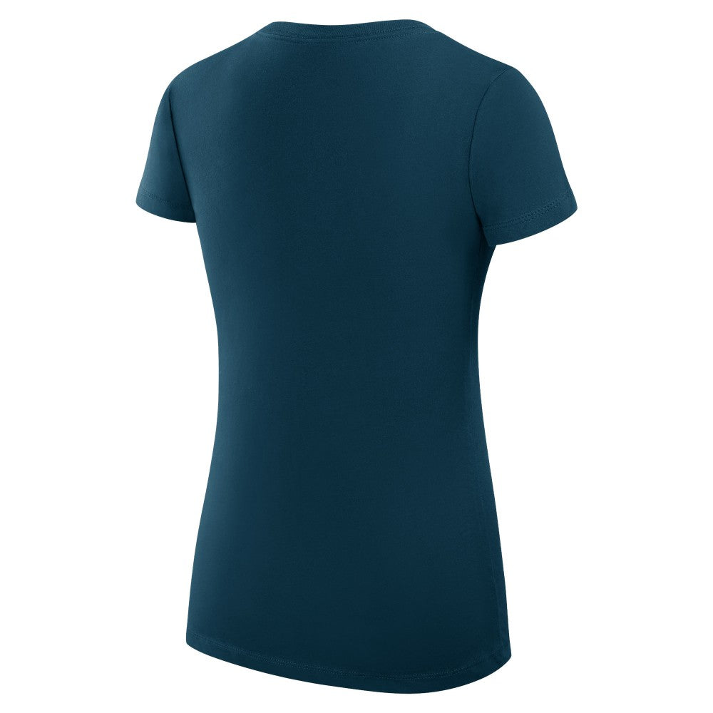 Los Angeles Angels G-III 4Her by Carl Banks Women's Super-Slim Fit Lightweight Collage Team Graphic V-Neck T-Shirt Navy