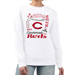 Cincinnati Reds G-III 4Her by Carl Banks Women's Collage Team Graphic Fleece Pullover Hoodie White