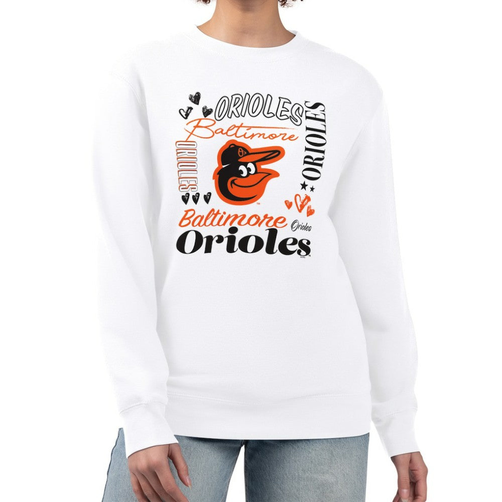 Baltimore Orioles G-III 4Her by Carl Banks Women's Collage Team Graphic Fleece Pullover Hoodie White