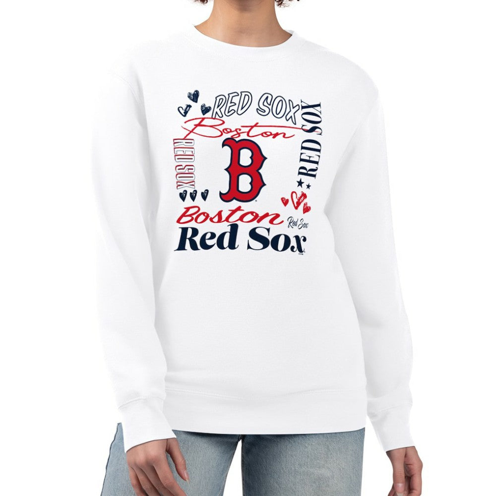 Boston Red Sox G-III 4Her by Carl Banks Women's Collage Team Graphic Fleece Pullover Hoodie White