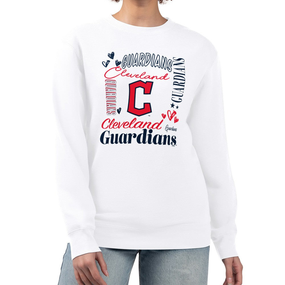 Cleveland Guardians G-III 4Her by Carl Banks Women's Collage Team Graphic Fleece Pullover Hoodie White