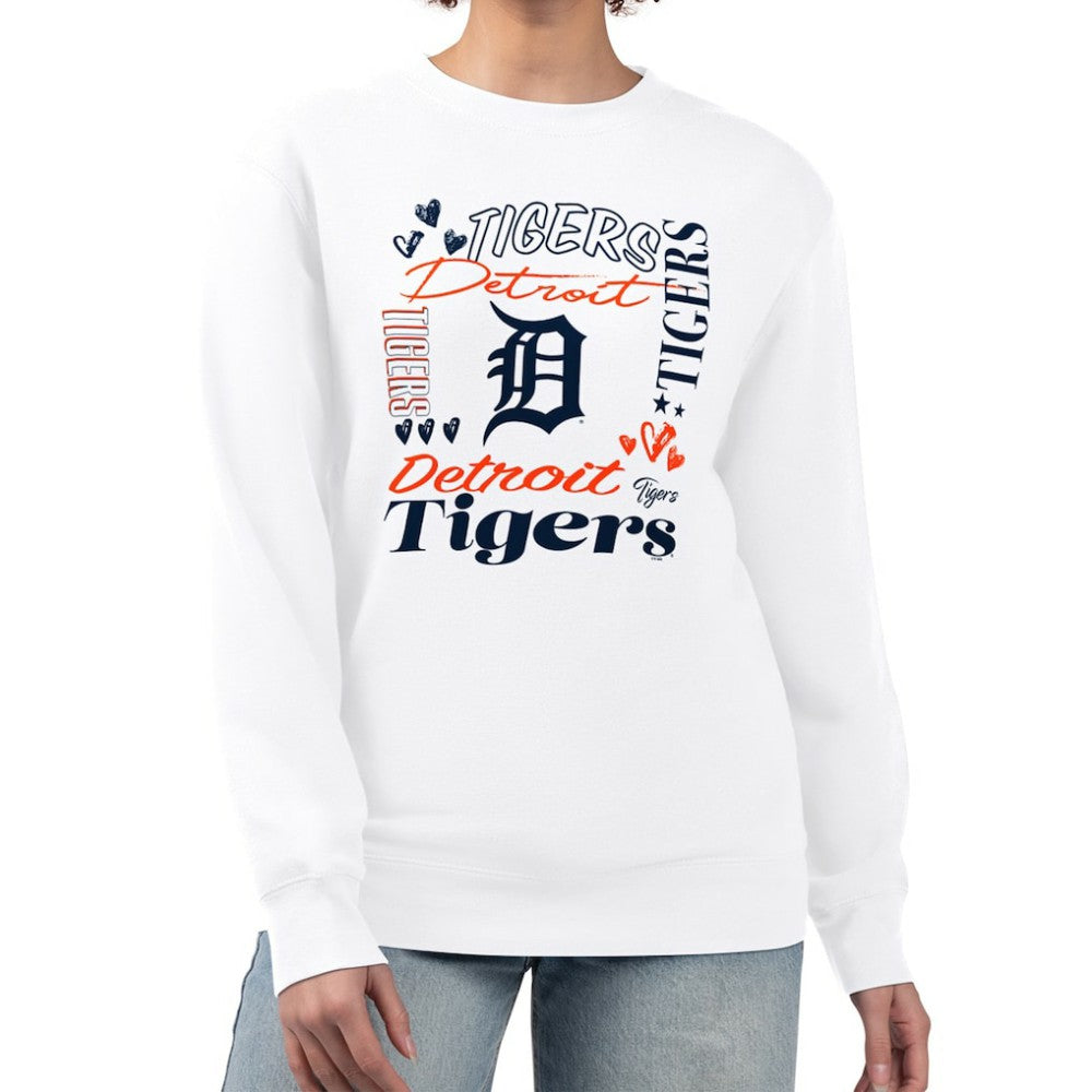 Detroit Tigers G-III 4Her by Carl Banks Women's Collage Team Graphic Fleece Pullover Hoodie White
