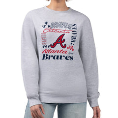 Atlanta Braves G-III 4Her by Carl Banks Women's Collage Team Graphic Fleece Pullover Hoodie Heather Gray