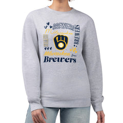 Milwaukee Brewers G-III 4Her by Carl Banks Women's Collage Team Graphic Fleece Pullover Hoodie Heather Gray