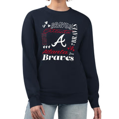 Atlanta Braves G-III 4Her by Carl Banks Women's Collage Team Graphic Fleece Pullover Hoodie Navy