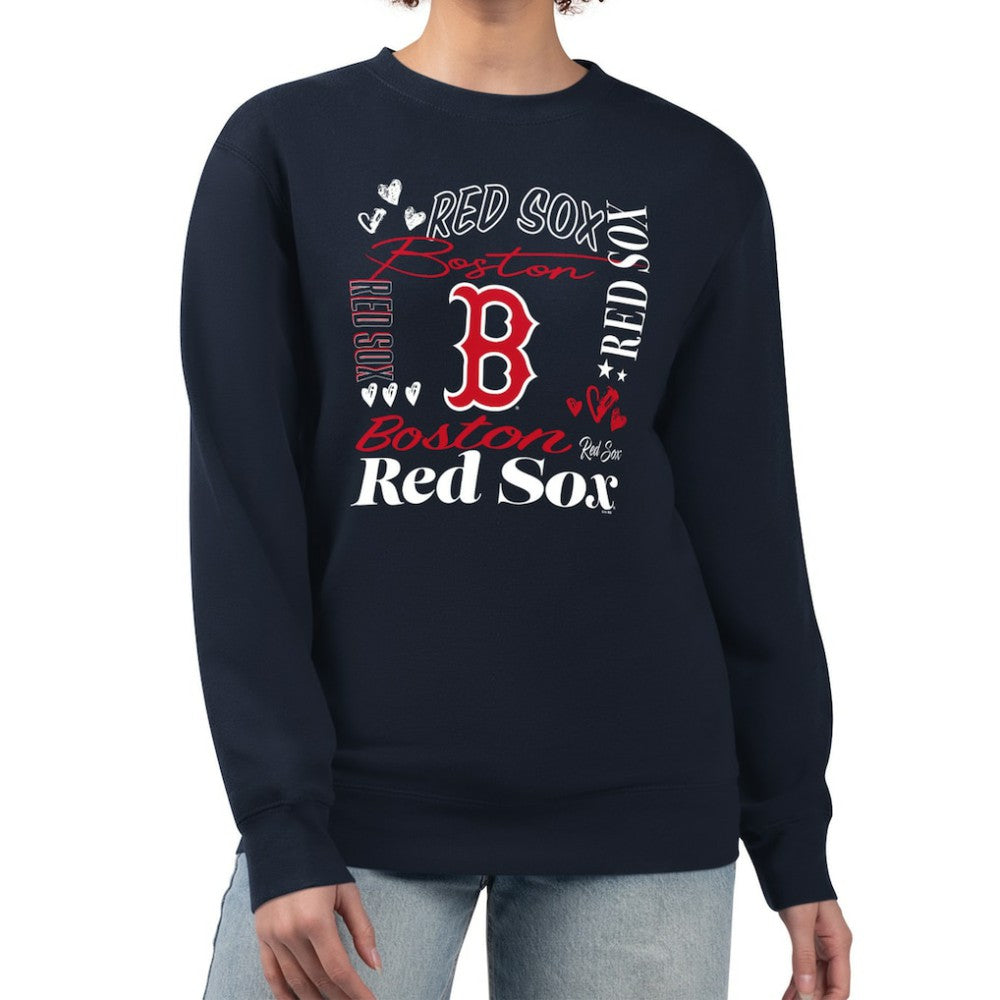 Boston Red Sox G-III 4Her by Carl Banks Women's Collage Team Graphic Fleece Pullover Hoodie Navy
