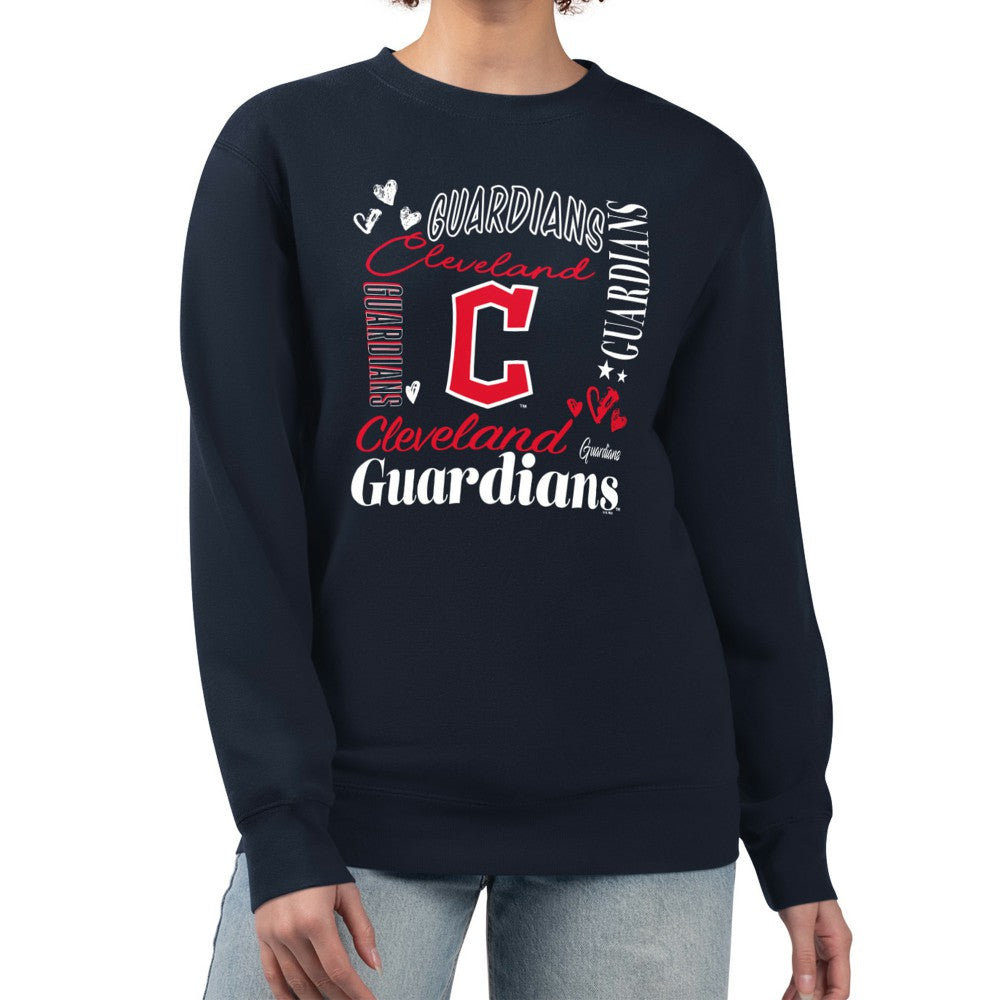 Cleveland Guardians G-III 4Her by Carl Banks Women's Collage Team Graphic Fleece Pullover Hoodie Navy