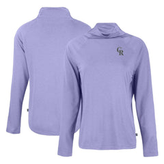 Colorado Rockies Cutter & Buck Women's  Coastline Epic Comfort Eco Recycled Funnel Neck Raglan Pullover Top Purple