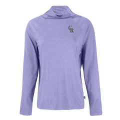 Colorado Rockies Cutter & Buck Women's  Coastline Epic Comfort Eco Recycled Funnel Neck Raglan Pullover Top Purple