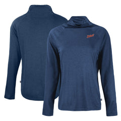 Detroit Tigers Cutter & Buck Women's Cooperstown Collection Coastline Epic Comfort Eco Recycled Funnel Neck Raglan Pullover Top Navy