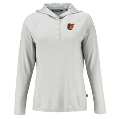 Baltimore Orioles Cutter & Buck Women's  Coastline Epic Comfort Eco Recycled Hoodie Raglan Long Sleeve T-Shirt Gray