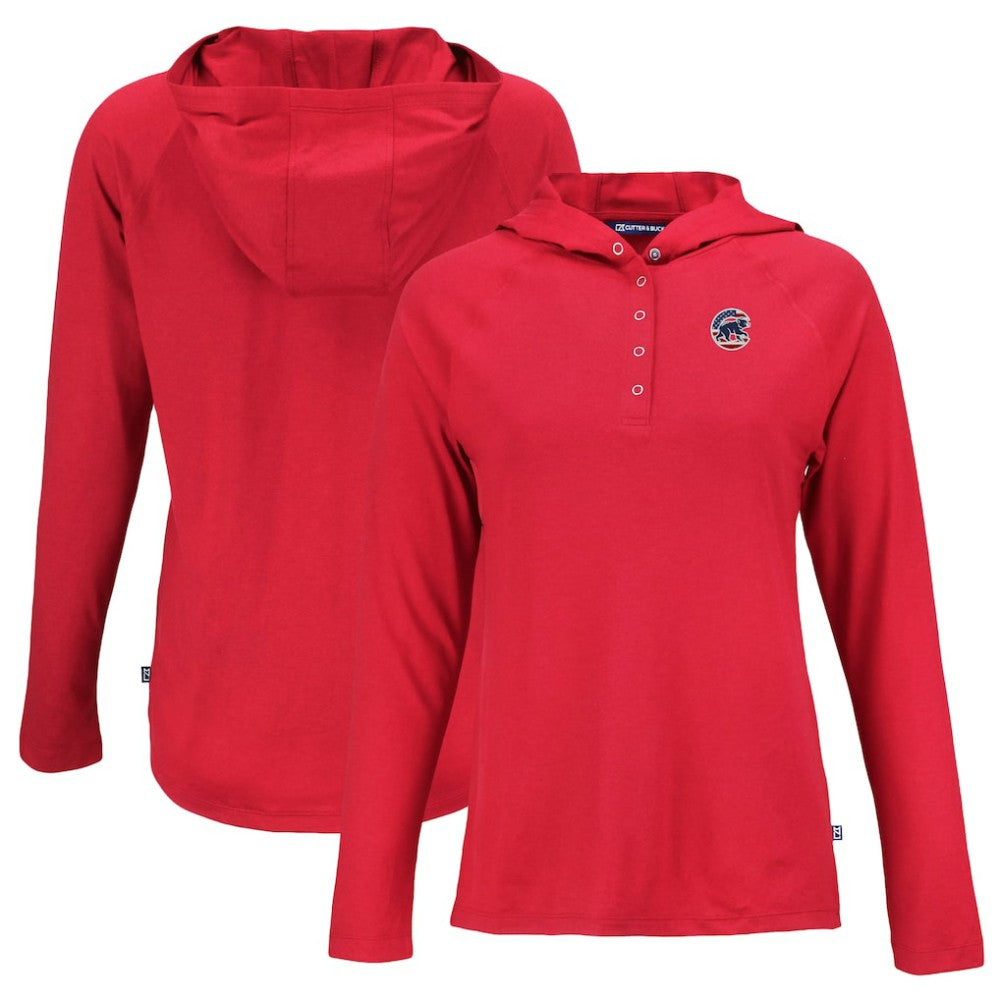 Chicago Cubs Cutter & Buck Women's Stars And Stripes Coastline Epic Comfort Eco Recycled Hoodie Raglan Long Sleeve T-Shirt Red